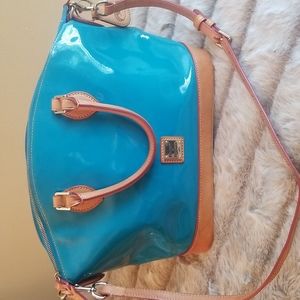Dooney & Bourke turquoise patent leather satchel